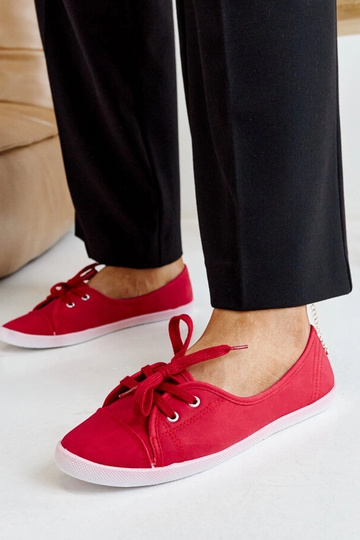 Scarpe sportive rosse allacciate in pelle sintetica Knudsen 2