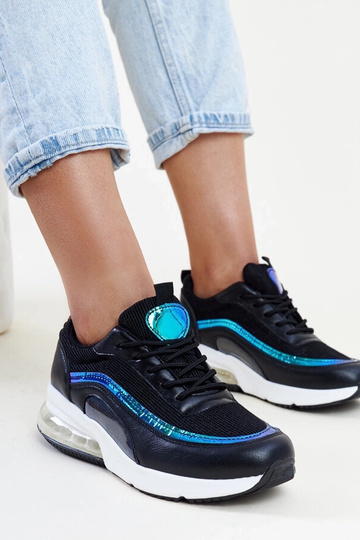 Sneakers nere con ologramma Jelka