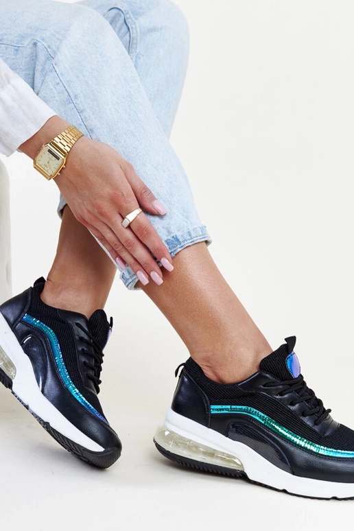 Sneakers nere con ologramma Jelka