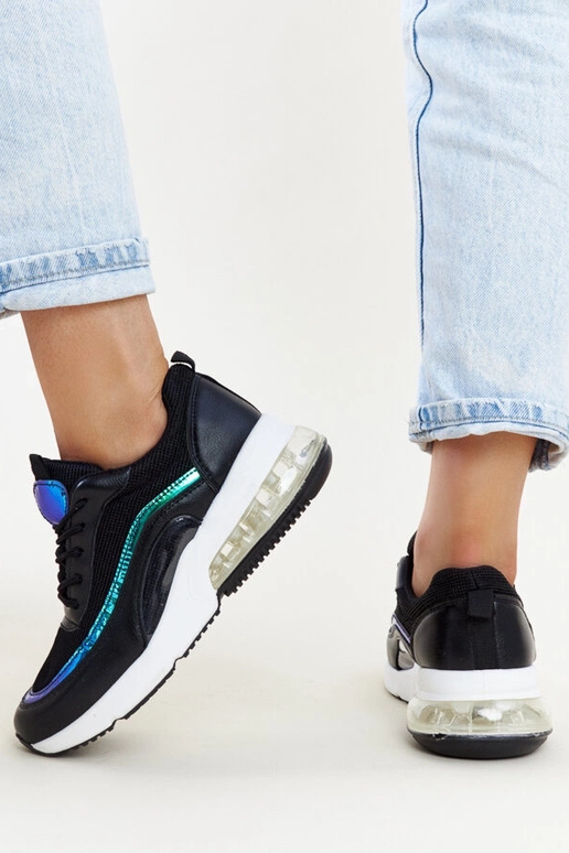 Sneakers nere con ologramma Jelka