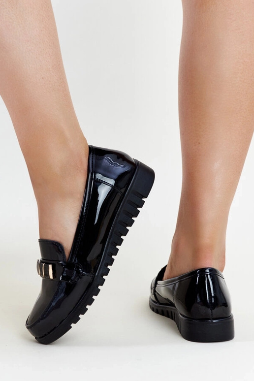 Mocassini in vernice nera con...