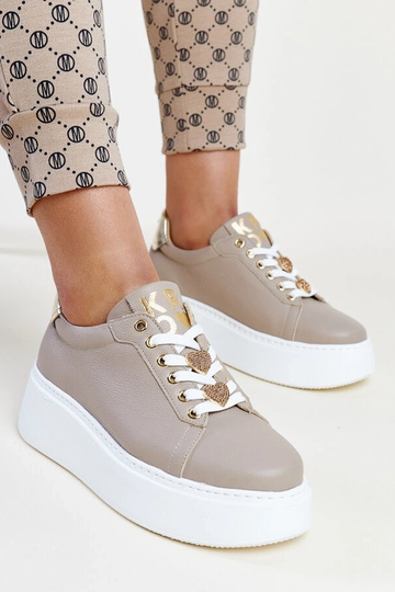 Sneakers in pelle beige...