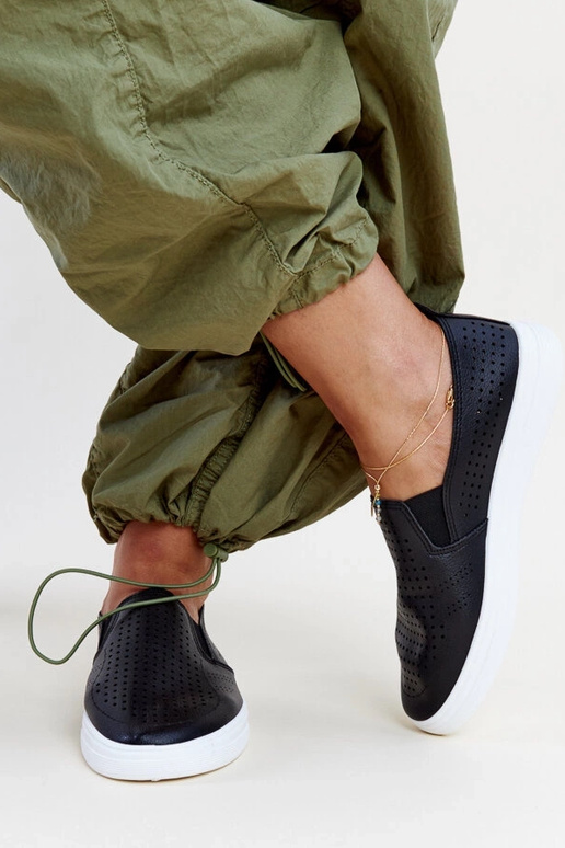 Sneakers slip-on nere traforate di...