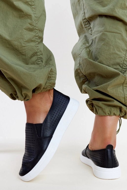 Sneakers slip-on nere traforate di...