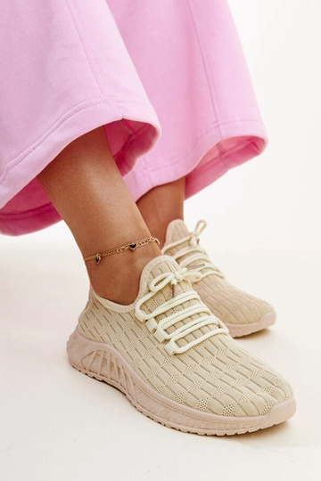 Sneakers in tessuto beige...