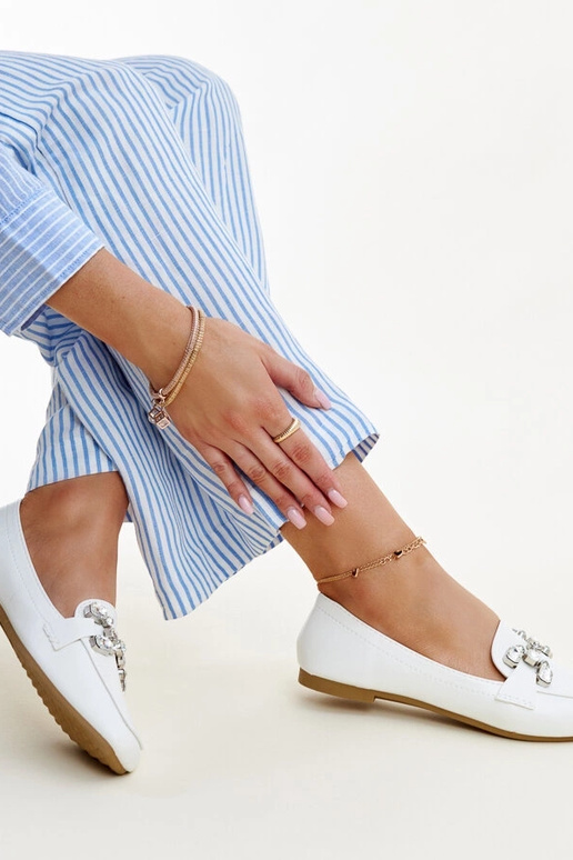 Mocassini bianchi con fibbia in...