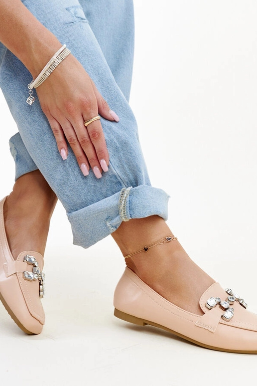 Mocassini beige con fibbia in...