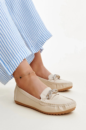 Mocassini beige decorati...