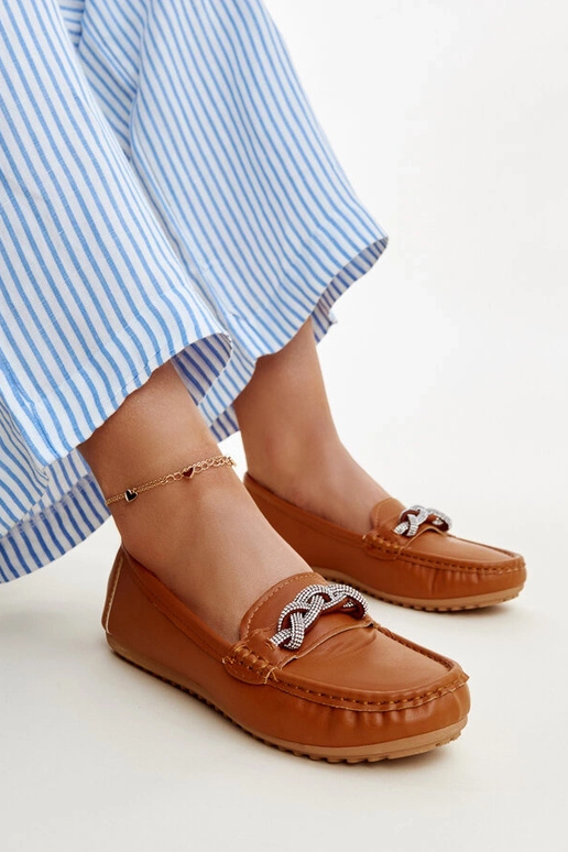 Mocassini marroni decorati con...