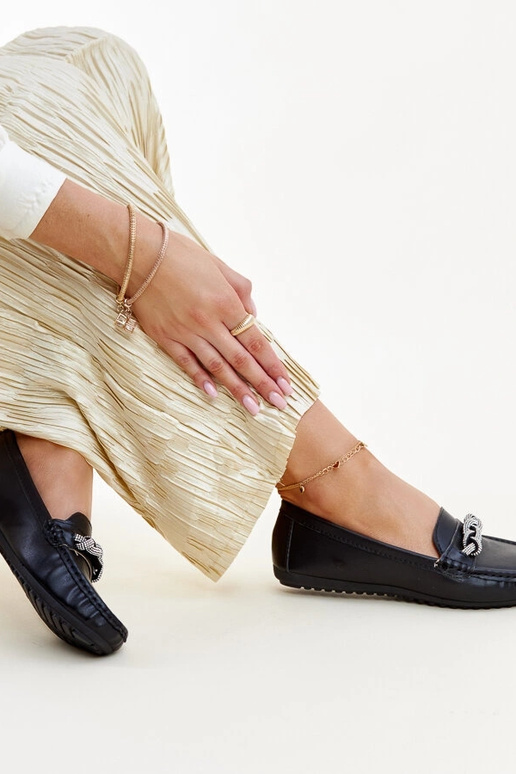 Mocassini neri decorati con strass Adiba