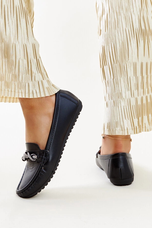 Mocassini neri decorati con strass Adiba