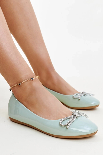 Ballerine in vernice verde con fiocco decorativo Totani