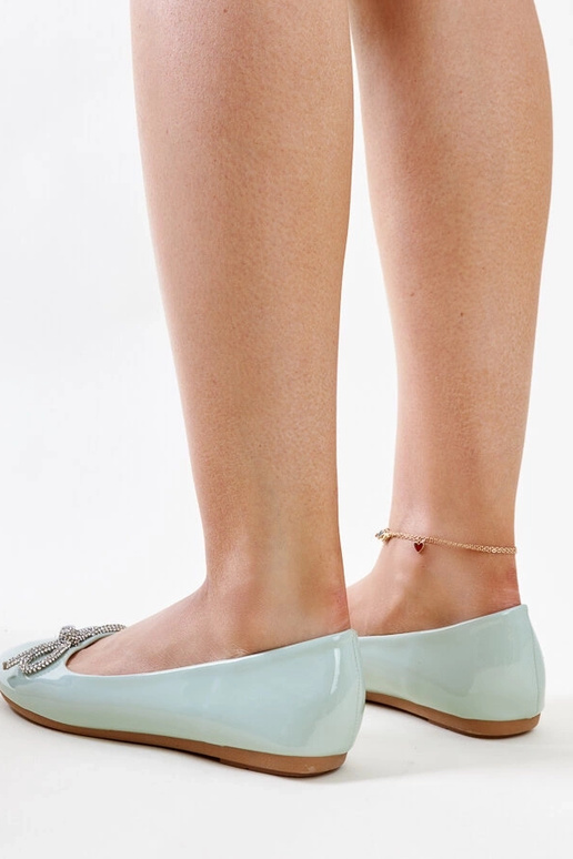 Ballerine in vernice verde con fiocco...