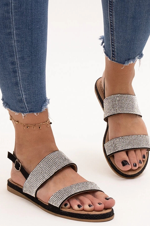 Sandali neri decorati con zirconi...