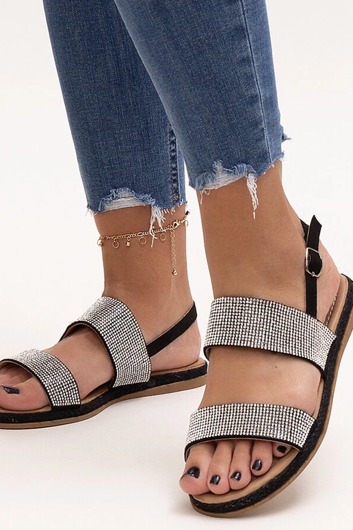 Sandali neri decorati con zirconi...