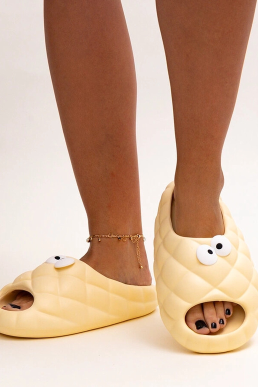 Infradito in schiuma beige con occhi...