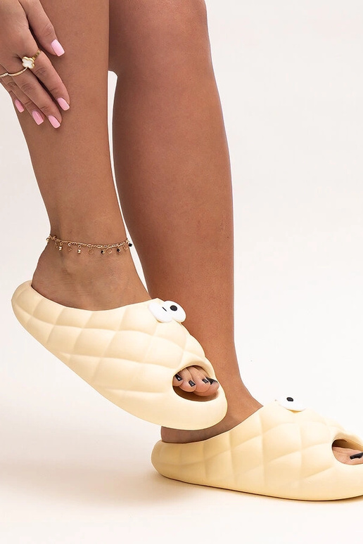 Infradito in schiuma beige con occhi...