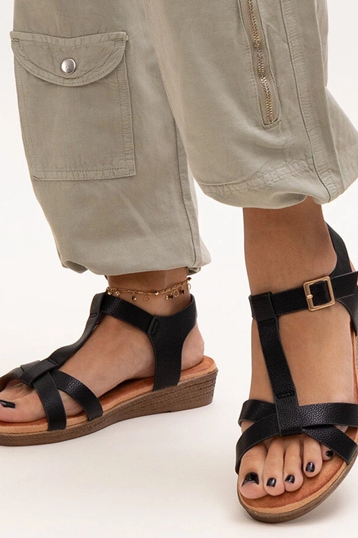 Sandali neri con zeppa bassa Sherine