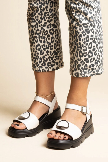 Sandali con zeppa in similpelle bianca Maddison 2