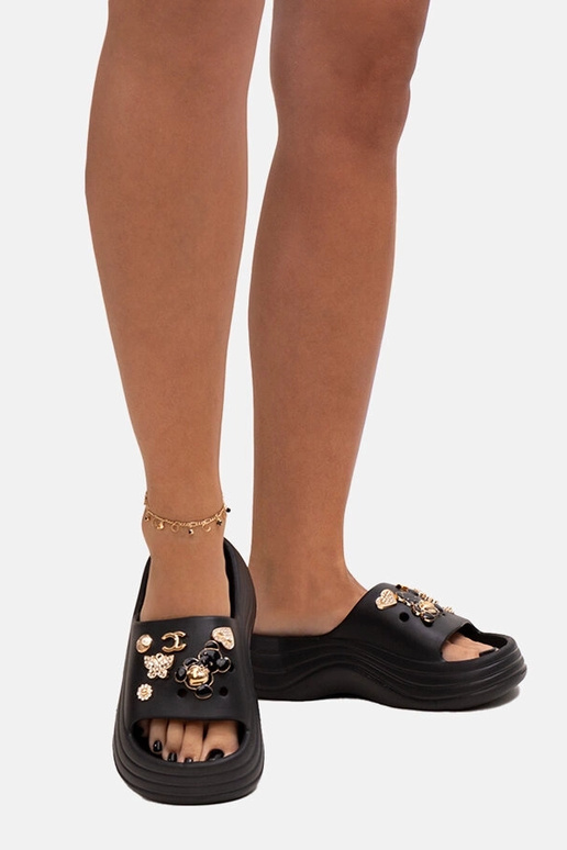 Infradito nere con decorazione lucida...