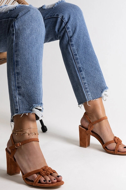 Sandali con tacco a blocco Shama marrone