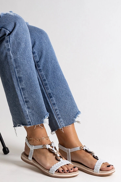 Sandali intrecciati argento Izodora