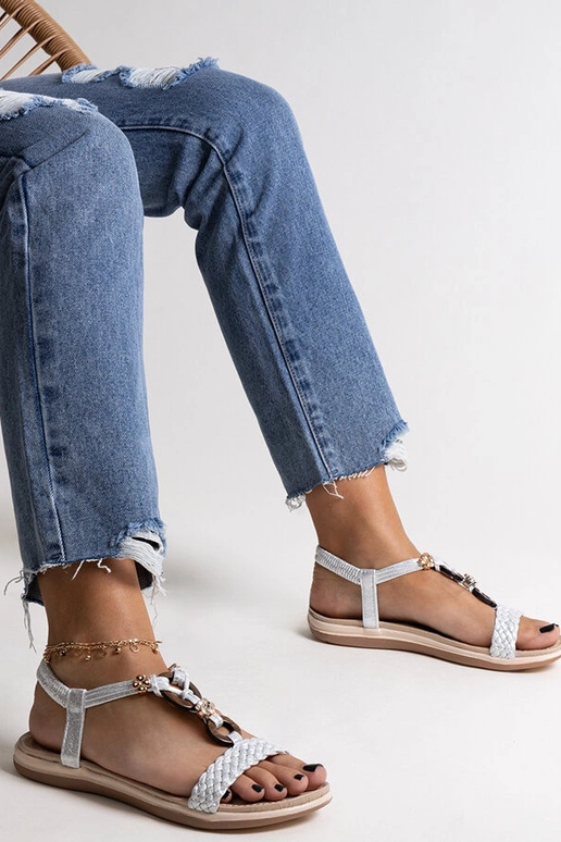 Sandali intrecciati argento Izodora