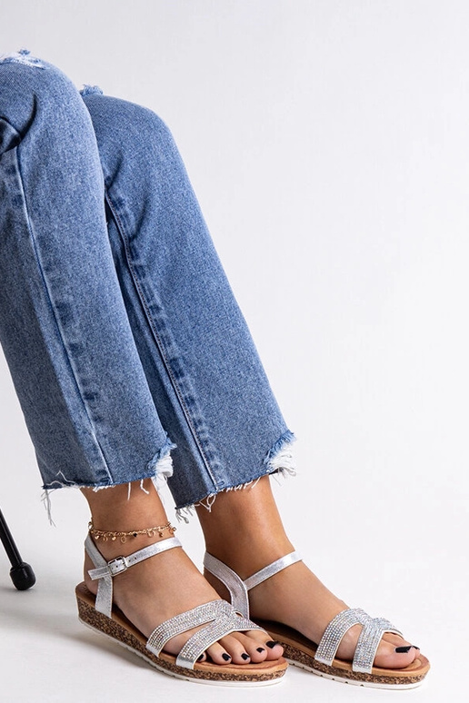 Sandali bassi zeppa argento Saila