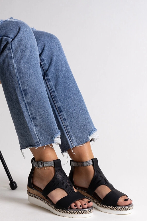 Sandali con zeppa bassa Tiuma neri