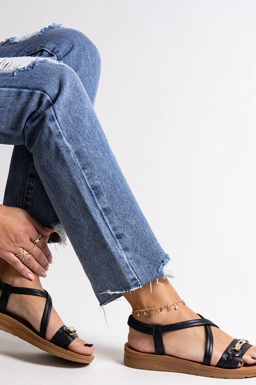 Sandali neri con fibbia dorata Pamphila