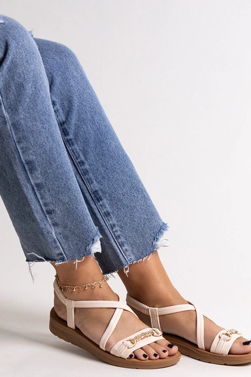 Sandali beige con fibbia dorata Pamphila