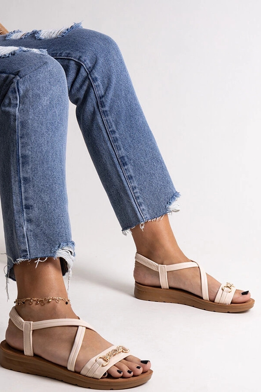 Sandali beige con fibbia dorata Pamphila