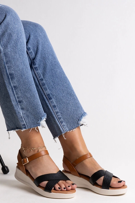 Sandali con zeppa bassa Hakima neri e...