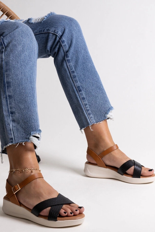 Sandali con zeppa bassa Hakima neri e...