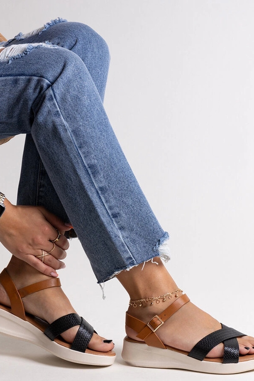 Sandali con zeppa bassa Hakima neri e...