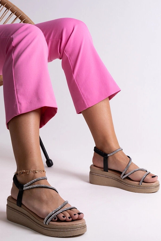 Sandalini brillanti su zeppa bassa...