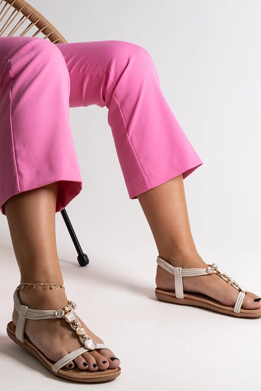Sandali beige con pietre Degnia