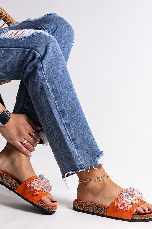 Infradito arancioni decorate con...