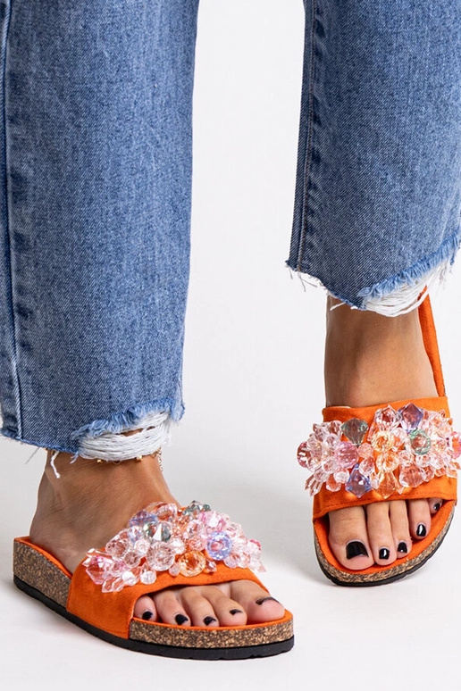 Infradito arancioni decorate con...