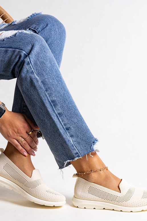 Sneakers beige con suola in schiuma...