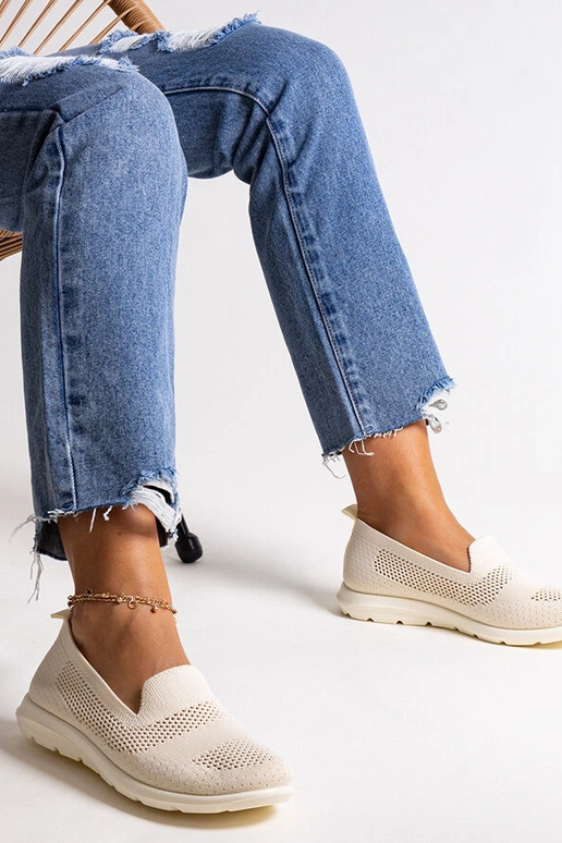 Sneakers beige con suola in schiuma...