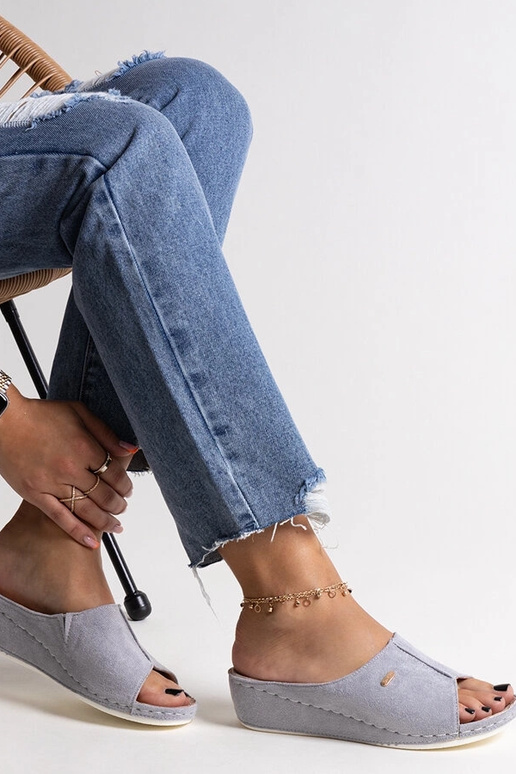 Sandali con zeppa grigi Semretana