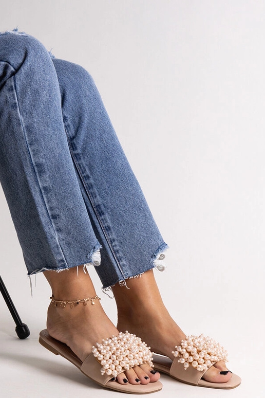 Infradito beige decorate con perline...