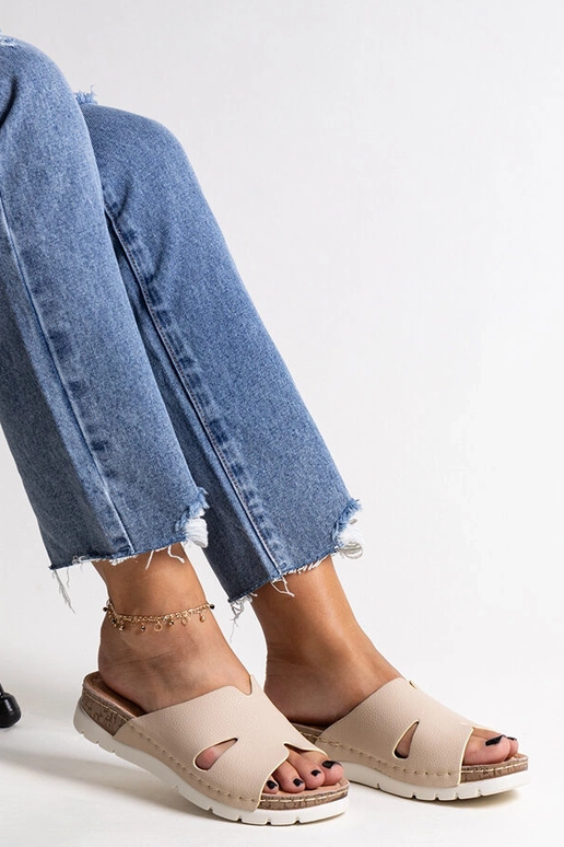 Infradito beige con sottopiede in...