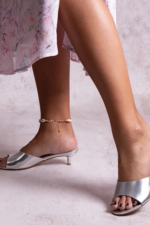 Mules tacco basso argento Maloua