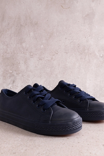 Sneakers blu navy per bambini in ecopelle Azizana