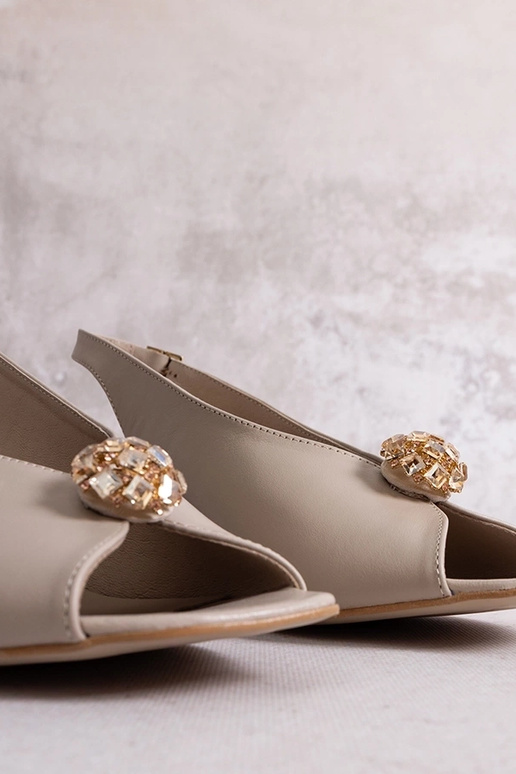 Sandali beige con tacco a colonna in...