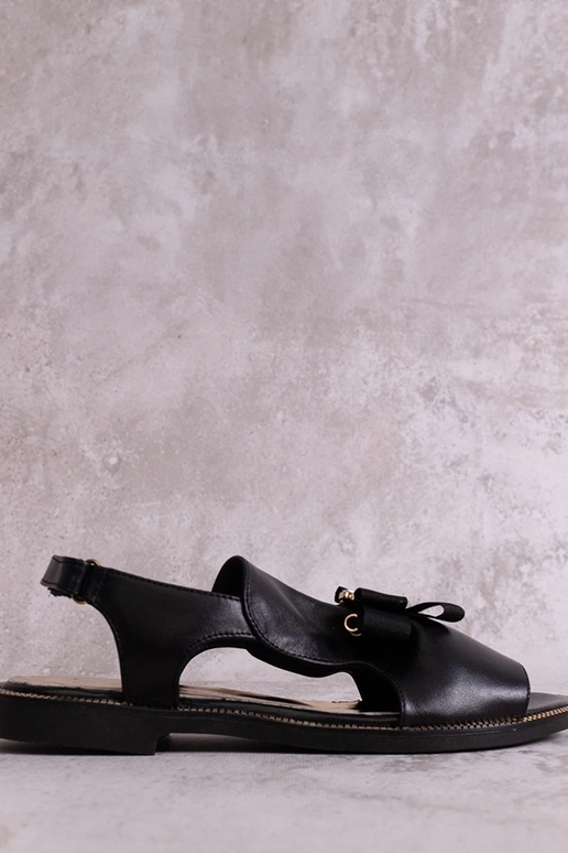 Sandali neri con fiocco e zirconia...