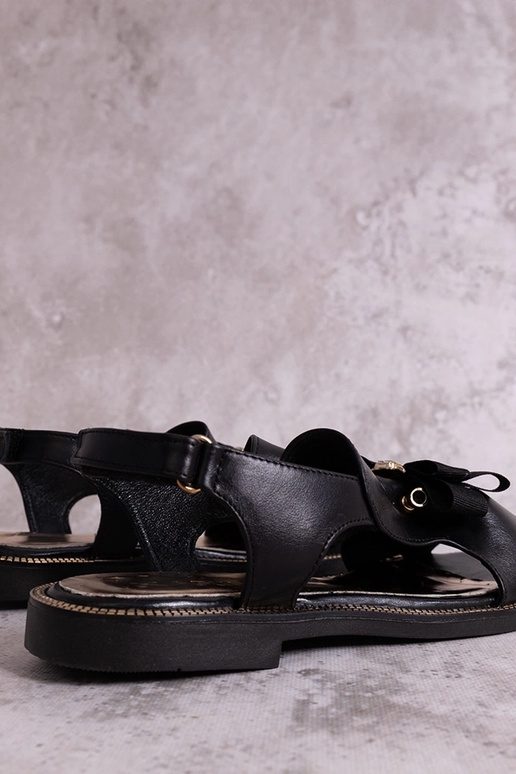 Sandali neri con fiocco e zirconia...