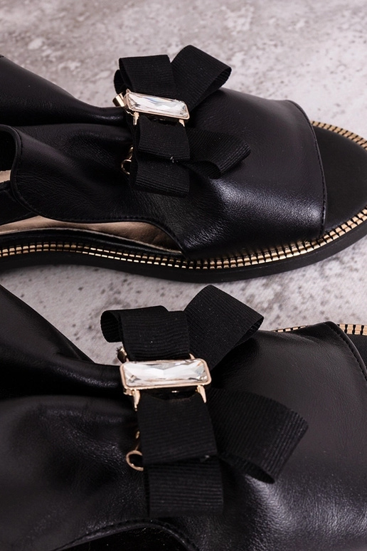 Sandali neri con fiocco e zirconia...